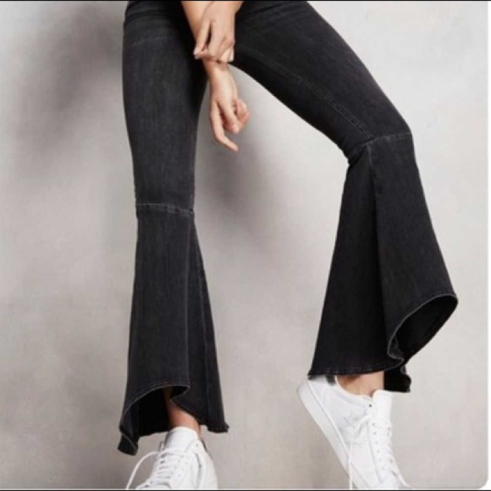 Free People Ruffle Flare Jeans